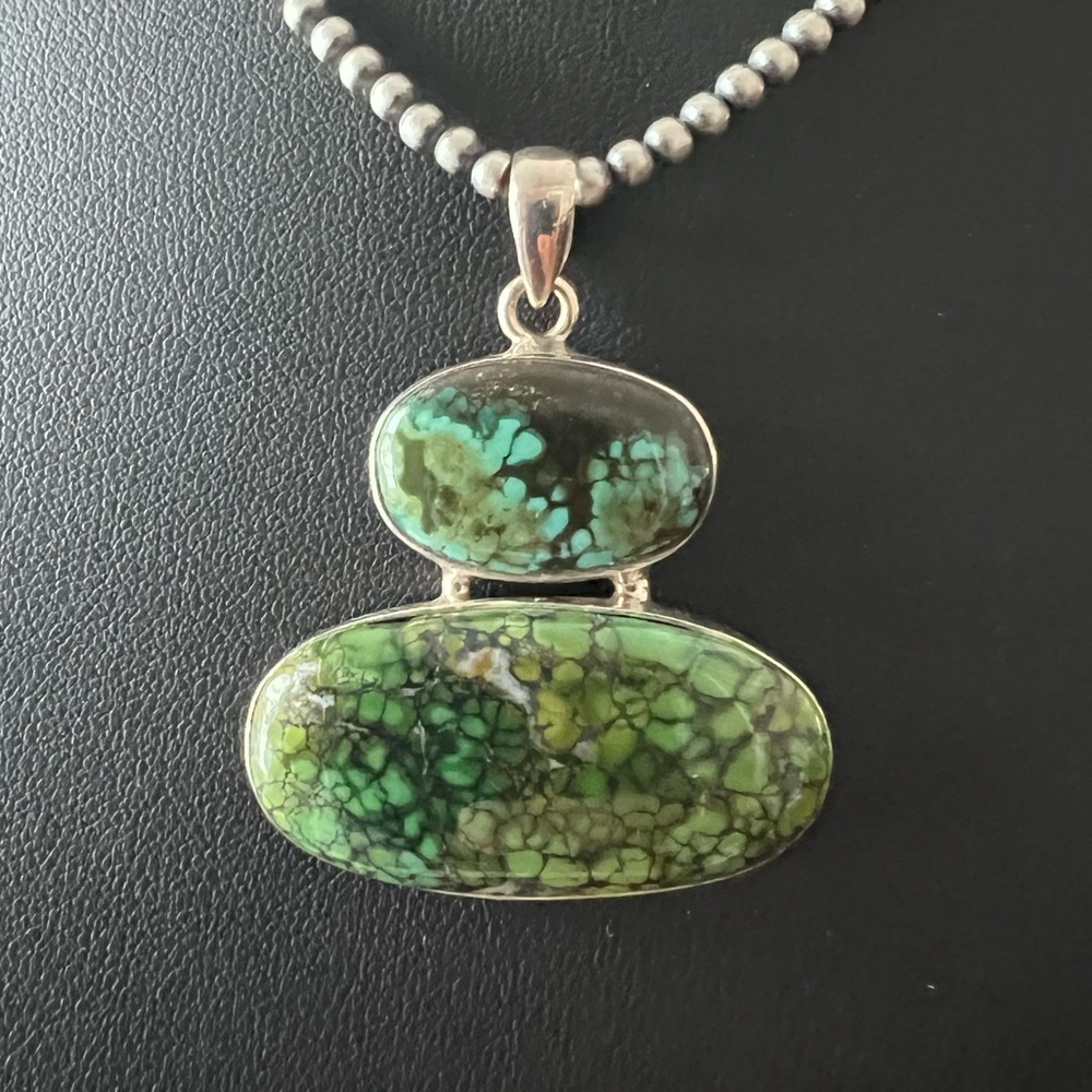 Tibetan Turquoise Spiderweb Pendant